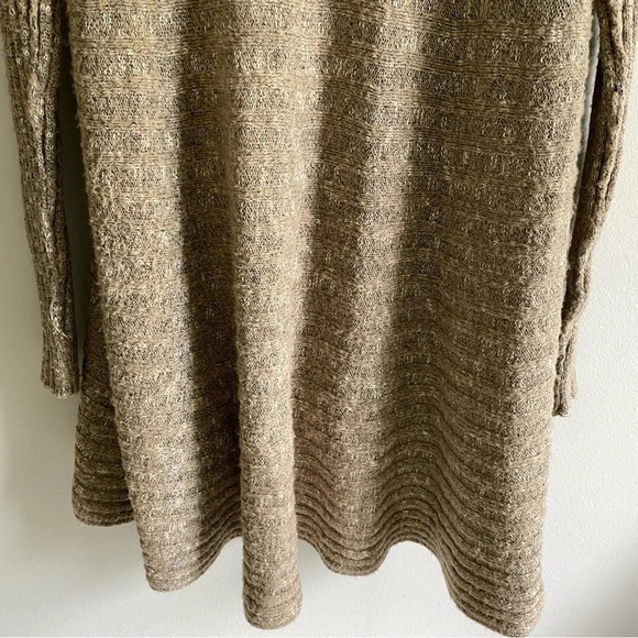 FREE  People Speckled Oversized Open Cardigan Sweater Taupe Size L - Picture 6 of 12